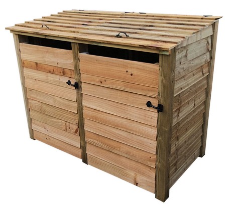 Pattumiera con ruote legno - con,